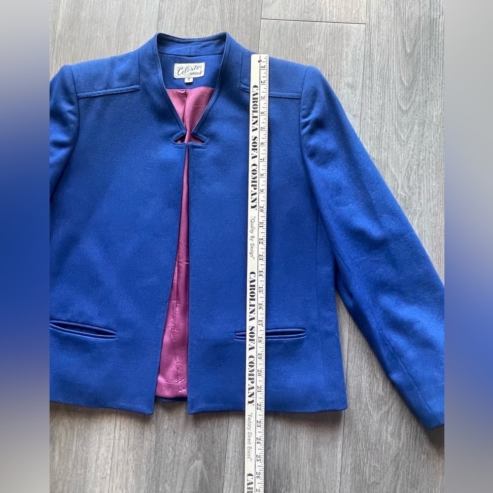 Vintage Celeste Sport Blue Open Blazer 100% Wool Women’s 8 - Picture 10 of 12